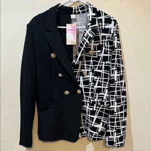Elegant Black and White Women's Blazer by VEDHARA